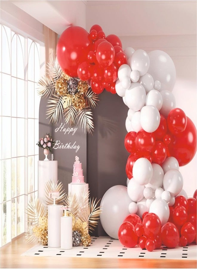 YOURS DECOR طقم بالونات حمراء وبيضاء من يورز ديكور، عبوة من 46 بالونًا، مثالي لتزيين عيد الحب، وأعياد الميلاد، والمناسبات الخاصة، وديكور المنزل. - Image 1